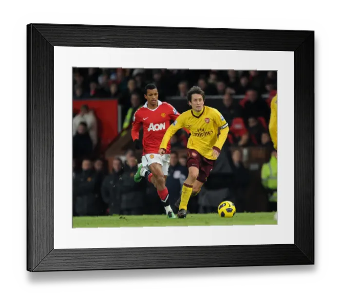 Framed Print : Tomas Rosicky (Arsenal) Nani (Man Utd). Manchester United 1: 0 Arsenal. Barclays Premier League