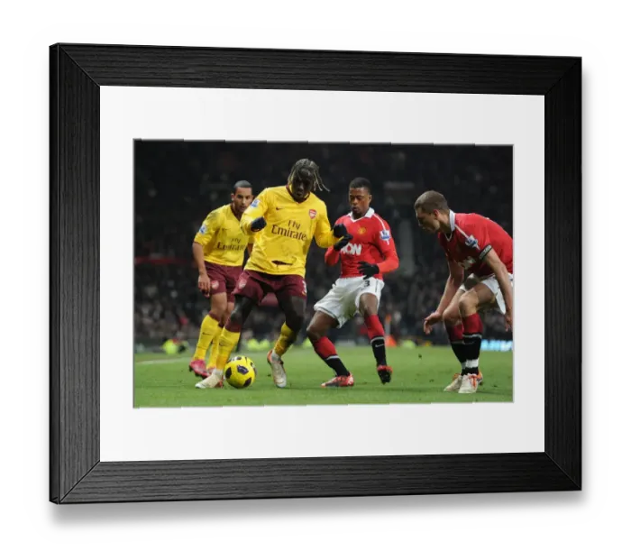 Framed Print : Bacary Sagna (Arsenal) Patrice Evra and Nemanja Vidic (Man United). Manchester United 1