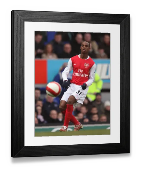 Framed Print : Justin Hoyte: Defending for Arsenal Against Everton at Goodison Park, March 18, 2007