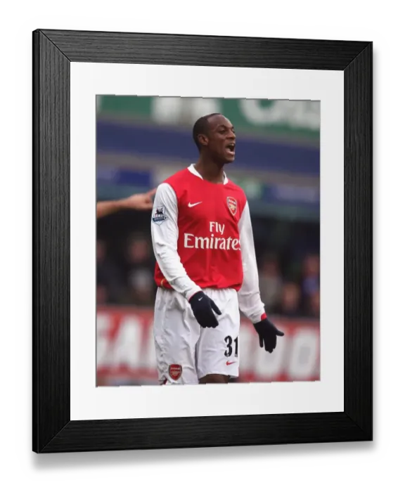Framed Print : Justin Hoyte Defending for Arsenal at Goodison Park: Everton vs Arsenal (1-0 to Everton), March 2007