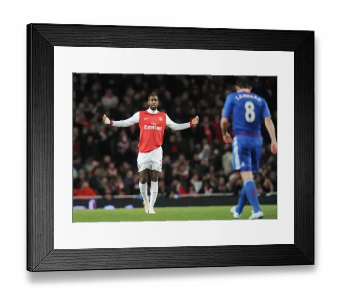 Framed Print : Arsenal's Johan Djourou Celebrates Goal Against Chelsea in Barclays Premier League Match at Emirates Stadium (December 27, 2010)