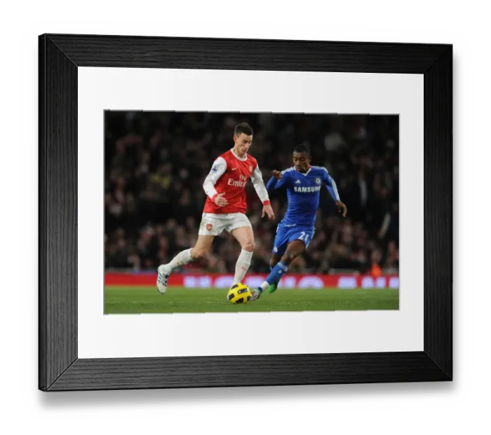 Framed Print : Laurent Koscielny (Arsenal) Salomon Kalou (Chelsea). Arsenal 3: 1 Chelsea