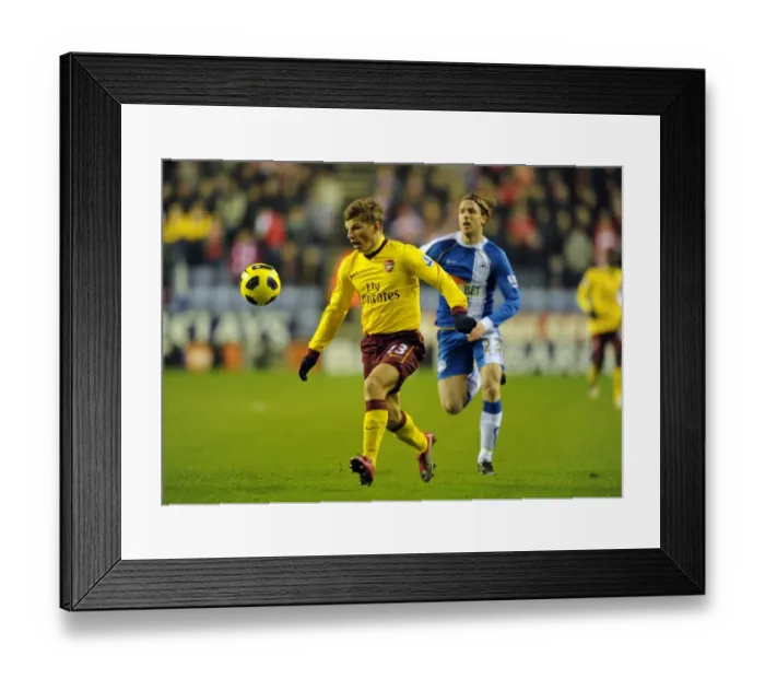 Framed Print : Andrey Arshavin (Arsenal) Ronnie Stam (Wigan). Wigan Athletic 2: 2 Arsenal