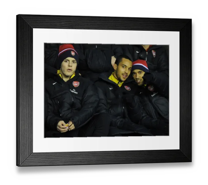 Framed Print : Jack Wilshere, Theo Walcott and Gael Clichy (Arsenal). Wigan Athletic 2: 2 Arsenal