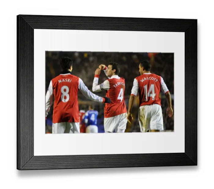Framed Print : Cesc Fabregas (Arsenal) celebrates the 3rd Arsenal goal. Birmingham City 0: 3 Arsenal