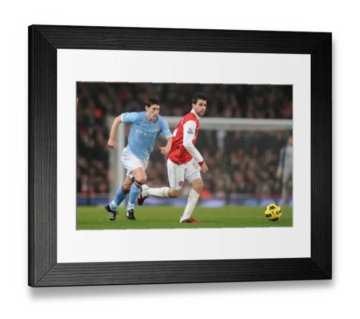 Framed Print : Cesc Fabregas (Arsenal) Gareth Barry (Man City). Arsenal 0: 0 Manchester City Framed Print : Cesc Fabregas (Arsenal) Gareth Barry (Man City). Arsenal 0: 0 Manchester City