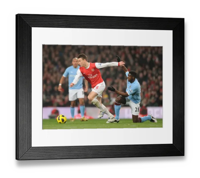 Framed Print : Laurent Koscielny (Arsenal) Kolo Toure (Man City). Arsenal 0: 0 Manchester City