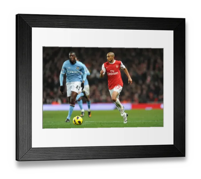 Framed Print : Gael Clichy (Arsenal) Yaya Toure (Man City). Arsenal 0: 0 Manchester City