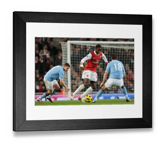 Framed Print : Johan Djourou (Arsenal) James Milner and Gareth Barry (Man City). Arsenal 0 Framed Print : Johan Djourou (Arsenal) James Milner and Gareth Barry (Man City). Arsenal 0