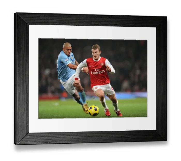 Framed Print : Jack Wilshere (Arsenal) Nigel De Jong (Man City). Arsenal 0: 0 Manchester City