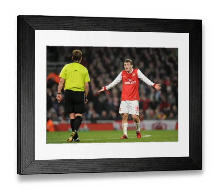 Framed Print : Jack Wilshere (Arsenal) chats to the referee. Arsenal 0: 0 Manchester City Framed Print : Jack Wilshere (Arsenal) chats to the referee. Arsenal 0: 0 Manchester City