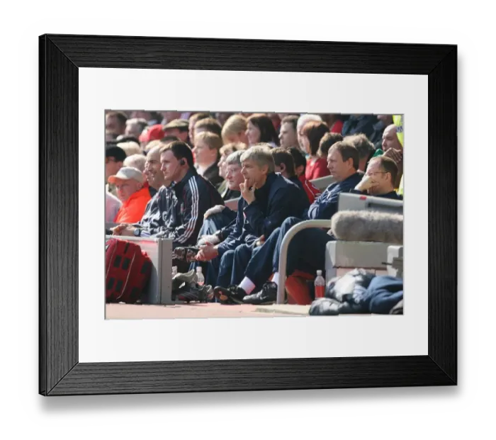 Framed Print : Arsene Wenger: Defiant at Anfield Amidst Liverpool's 4-1 Victory, The Barclays Premiership, 2007