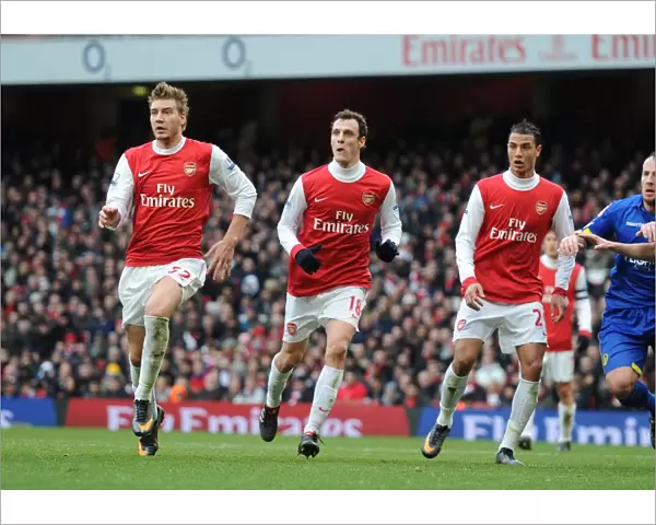 Nicklas Bendtner, Sebastien Squillaci and Marouane CHamakh (Arsenal). Arsenal 1