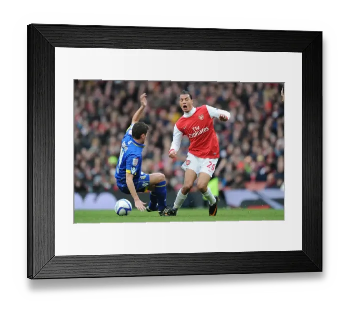Framed Print : Marouane Chamakh (Arsenal) Alex Bruce (Leeds). Arsenal 1: 1 Leeds United