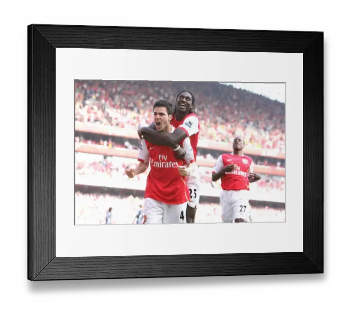 Framed Print : Arsenal's Unstoppable Duo: Fabregas and Adebayor's Epic Goal Dance (April 14, 2007) - Arsenal 2:1 Bolton Wanderers