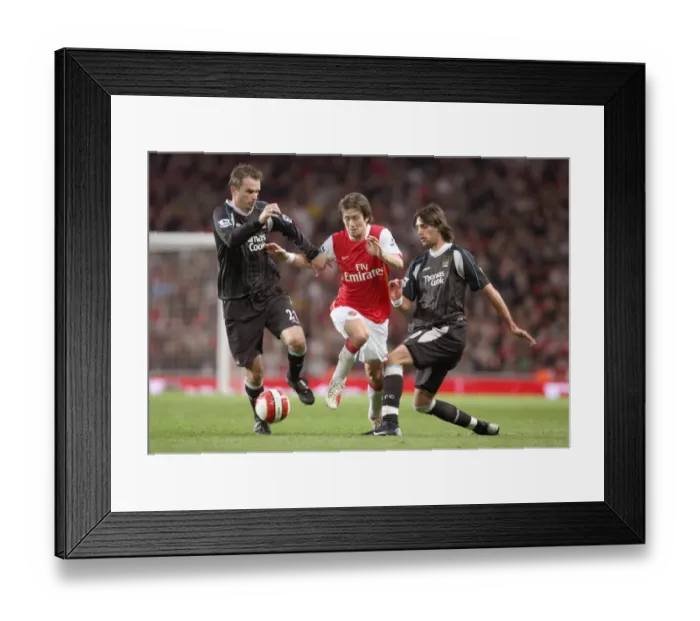 Framed Print : Tomas Rosicky (Arsenal) Dietmar Hamann and Georgios Samaraz (Man City)