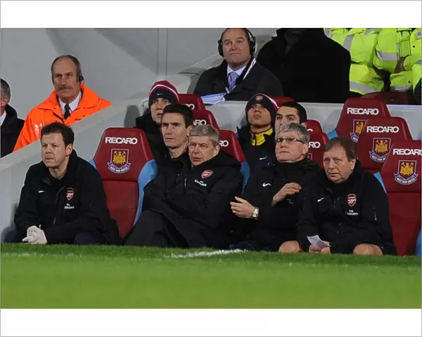 Arsene Wenger with Pat Rice, Colin Lewin, and Vic Akers: Arsenal's Triumphant Team at West Ham United (3-0)