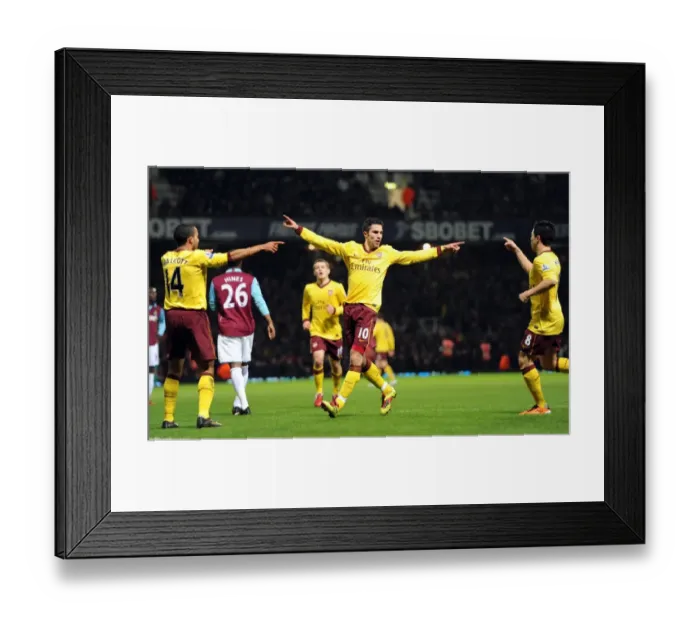 Framed Print : Robin van Persie's First Goal: Theo Walcott and Samir Nasri Join the Celebration as Arsenal Thrash West Ham 3-0 Framed Print : Robin van Persie's First Goal: Theo Walcott and Samir Nasri Join the Celebration as Arsenal Thrash West Ham 3-0