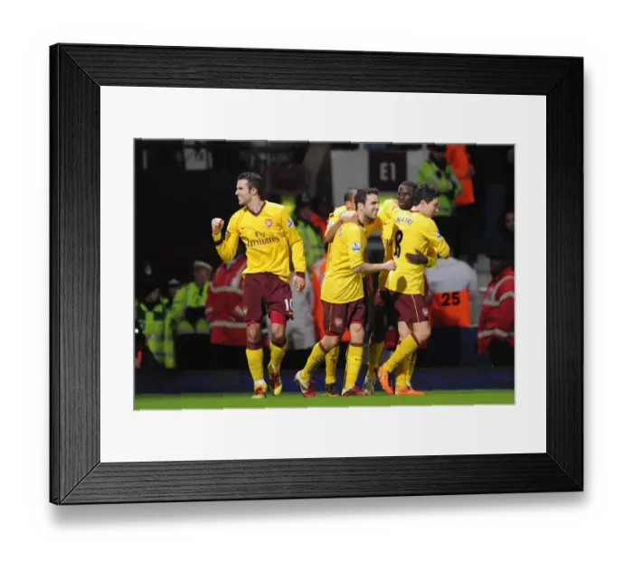 Framed Print : Robin van Persie celebrates scoring his 2nd goal Arsenals 3rd with his team mates Framed Print : Robin van Persie celebrates scoring his 2nd goal Arsenals 3rd with his team mates