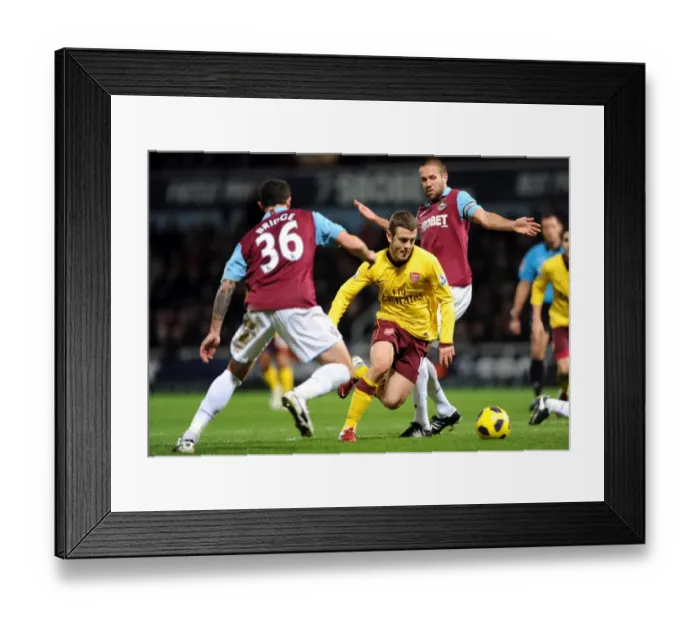 Framed Print : Jack Wilshere (Arsenal) Wayne Bridge and Matthew Upson (West Ham). West Ham United 0