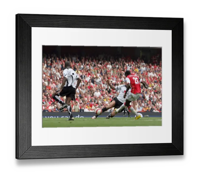 Framed Print : Emmanuel Adebayor scores Arsenals 2nd goal Framed Print : Emmanuel Adebayor scores Arsenals 2nd goal