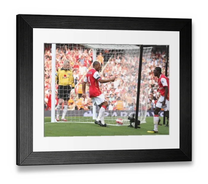 Framed Print : Julio Baptista celebrates scoring the 1st Arsenal goal with Emmanuel Adebayor