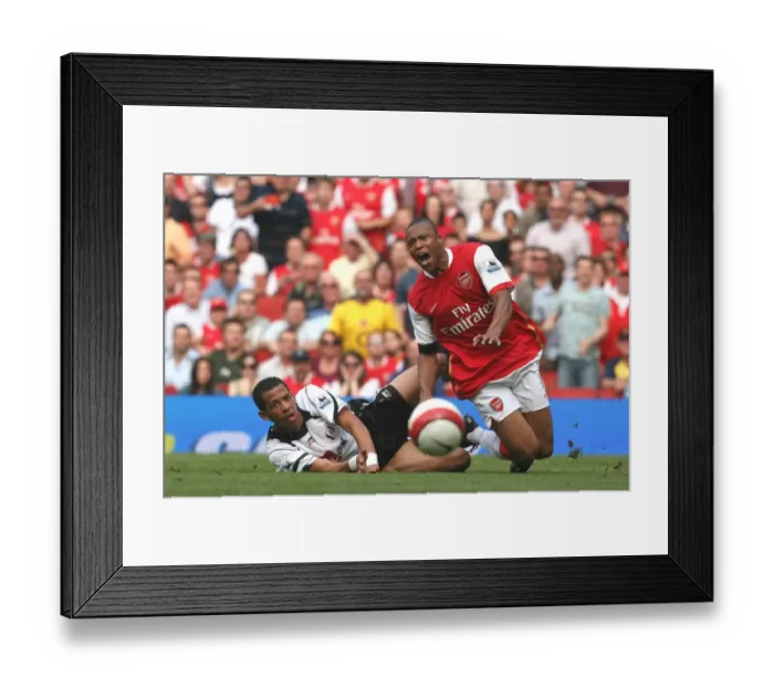 Framed Print : Arsenal's Julio Baptista Celebrates Goal Against Fulham's Lian Rosenior in 3:1 Premiership Victory at Emirates Stadium, London (2007)