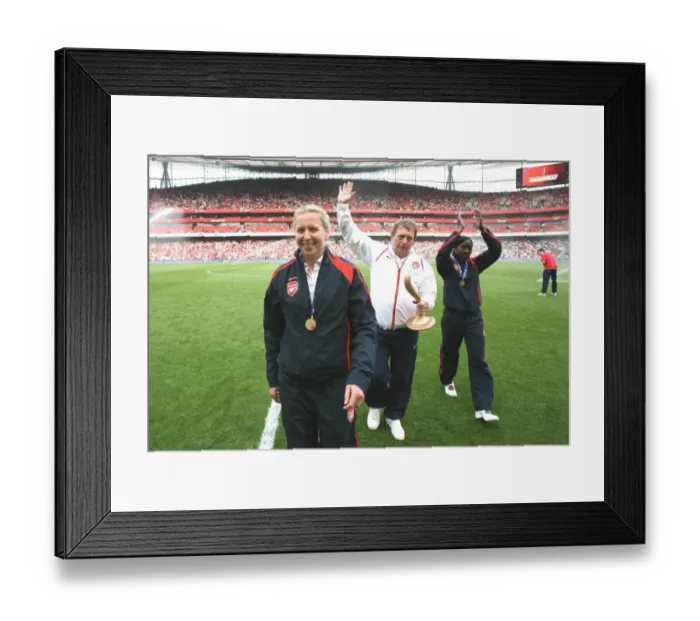 Framed Print : Arsenal Ladies Celebrate European Cup Victory: Vic Akers and Team Triumph Over Fulham in Barclays Premiership Framed Print : Arsenal Ladies Celebrate European Cup Victory: Vic Akers and Team Triumph Over Fulham in Barclays Premiership