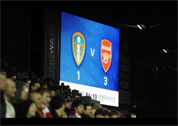 The scoreboard at Elland Road shows the final score. Leeds United 1: 3 Arsenal
