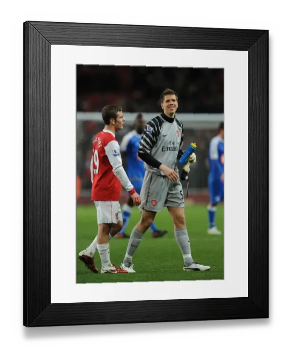 Framed Print : Wojciech Szczesny and Jack Wilshere (Arsenal). Arsenal 3: 0 Wigan Athletic