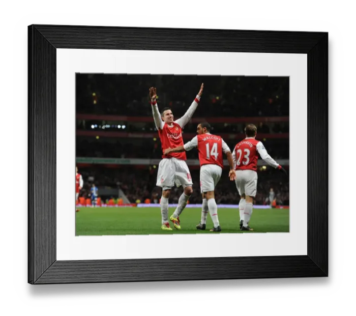 Framed Print : Van Persie and Walcott: Arsenal's Unstoppable Duo Celebrate 3-0 Over Wigan Framed Print : Van Persie and Walcott: Arsenal's Unstoppable Duo Celebrate 3-0 Over Wigan