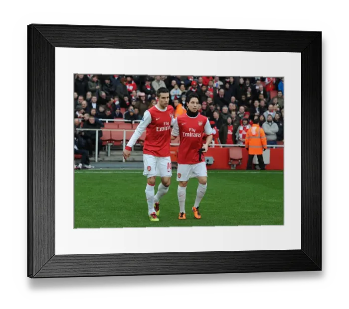 Framed Print : Robin van Persie and Samir Nasri (Arsenal). Arsenal 3: 0 Wigan Athletic