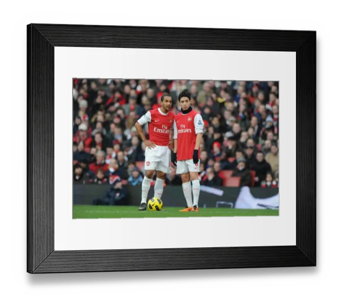 Framed Print : Theo Walcott and Samir Nasri (Arsenal). Arsenal 3: 0 Wigan Athletic. Barclays Premier League Framed Print : Theo Walcott and Samir Nasri (Arsenal). Arsenal 3: 0 Wigan Athletic. Barclays Premier League