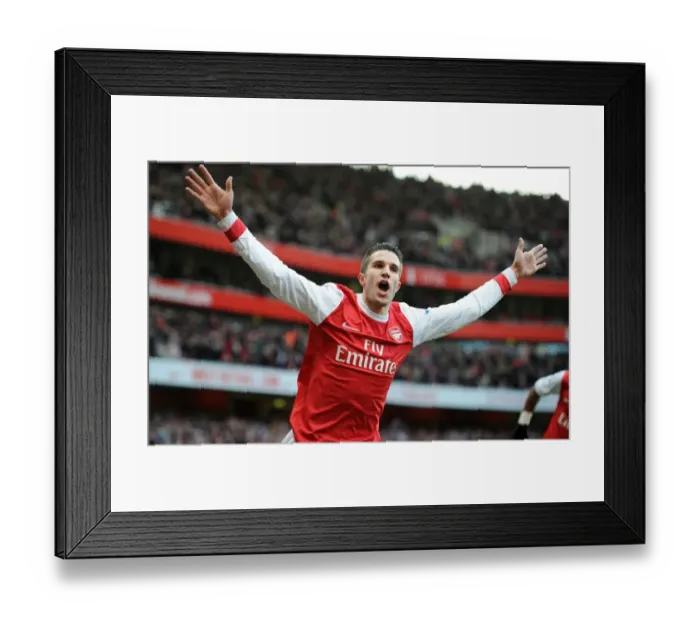 Framed Print : Robin van Persie's Stunner: Arsenal's First Goal in 3:0 Thrashing of Wigan Athletic, Barclays Premier League, Emirates Stadium (2011)
