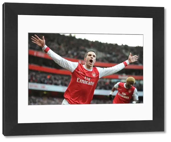 Robin van Persie celebrates scoring his and Arsenals 1st goal. Arsenal 3