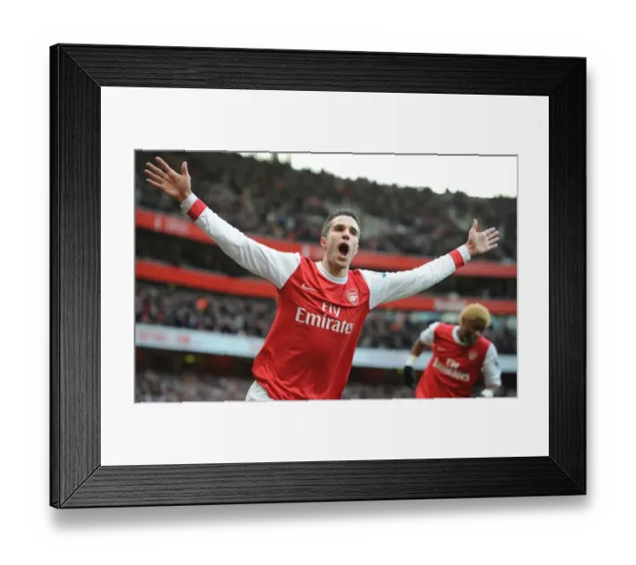 Framed Print : Robin van Persie celebrates scoring his and Arsenals 1st goal. Arsenal 3 Framed Print : Robin van Persie celebrates scoring his and Arsenals 1st goal. Arsenal 3
