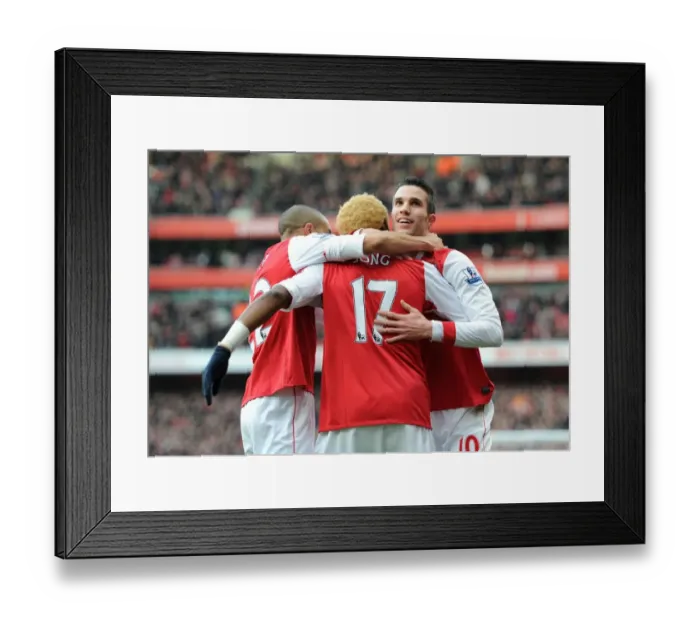 Framed Print : Robin van Persie's Double Celebration: Arsenal's First Goals vs. Wigan Athletic (3:0) Framed Print : Robin van Persie's Double Celebration: Arsenal's First Goals vs. Wigan Athletic (3:0)