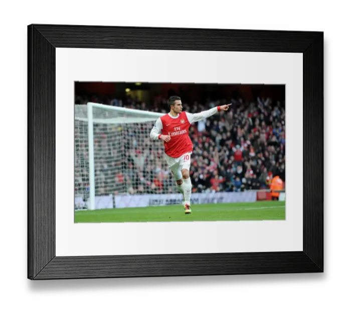 Framed Print : Robin van Persie's Stunner: Arsenal's Game-Changing Goal in 3-0 Victory over Wigan Athletic (2011)