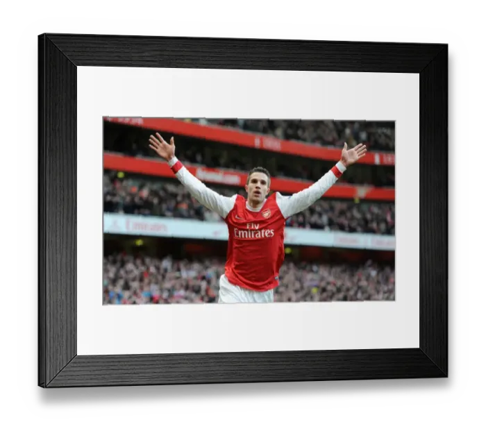 Framed Print : Robin van Persie's Stunner: Arsenal's Opening Goal in 3-0 Victory over Wigan Athletic (2010-11)