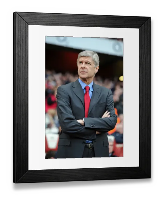 Framed Print : Arsene Wenger the Arsenal Manager. Arsenal 3: 0 Wigan Athletic. Barclays Premier League Framed Print : Arsene Wenger the Arsenal Manager. Arsenal 3: 0 Wigan Athletic. Barclays Premier League