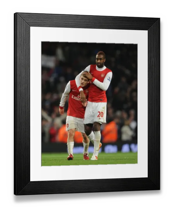 Framed Print : Johan Djourou and Jack Wilshere (Arsenal). Arsenal 3: 0 Ipswich Town (3: 1 agg)