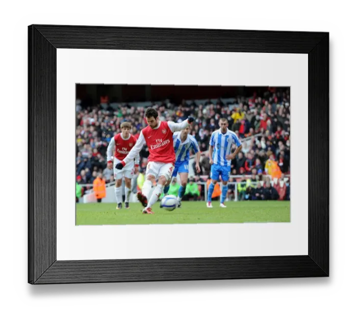 Framed Print : Cesc Fabregas Scores Arsenal's Second Goal from the Penalty Spot: Arsenal 2-1 Huddersfield Town, FA Cup 4th Round