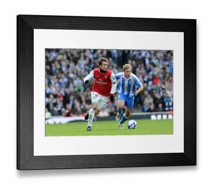 Framed Print : Tomas Rosicky (Arsenal) Scott Arfield (Huddersfield). Arsenal 2: 1 Huddersfield Town