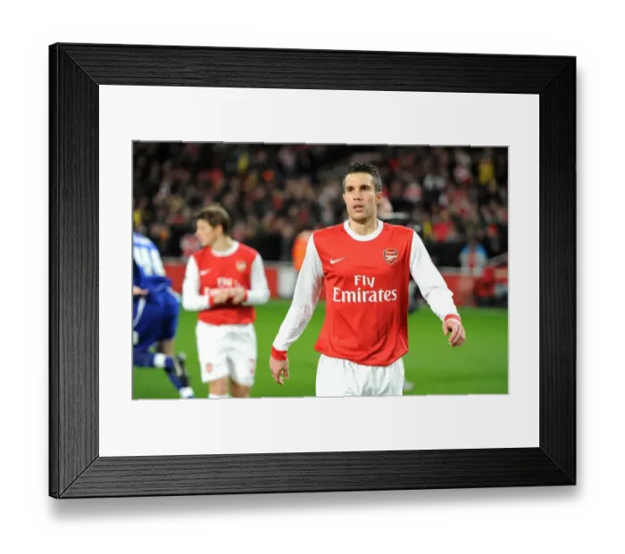 Framed Print : Robin van Persie Scores Hat-trick: Arsenal Crushes Ipswich Town 3-0 in Carling Cup Semi-Final