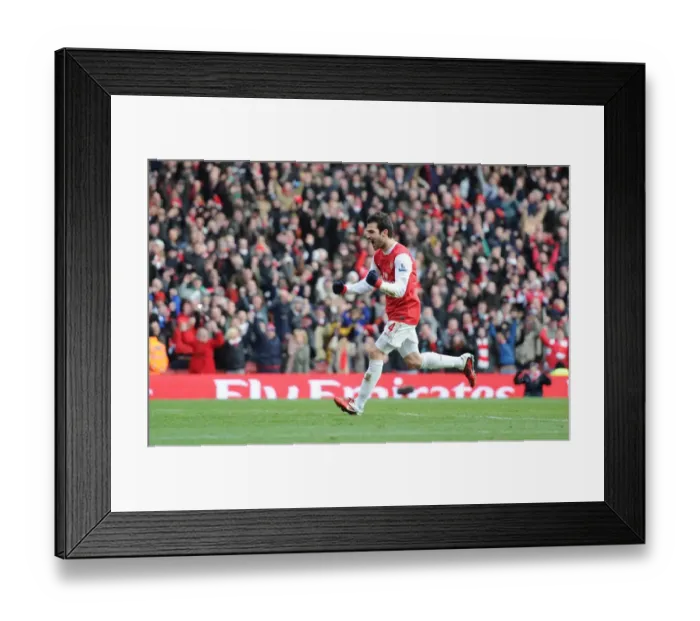 Framed Print : Cesc Fabregas celebrates scoring the 2nd Arsenal goal. Arsenal 2: 1 Huddersfield Town