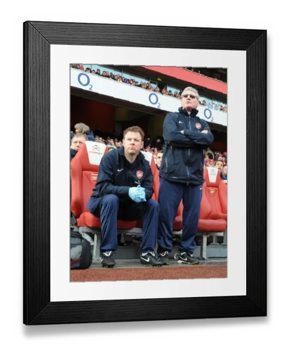 Framed Print : Arsenal: Pat Rice and Colin Lewin Celebrate FA Cup Victory over Huddersfield Town (2011)