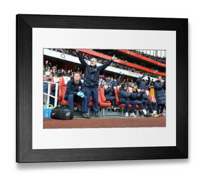 Framed Print : Arsenal assistant manager Pat Rice and physio Colin Lewin. Arsenal 2: 1 Huddersfield Town