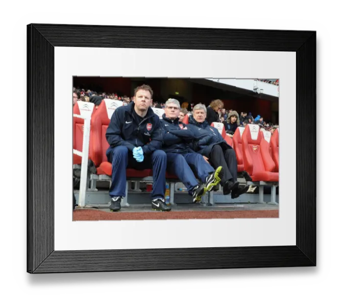 Framed Print : Arsene Wenger, Pat Rice, and Colin Lewin: Arsenal's Triumvirate Celebrate 2:1 FA Cup Victory over Huddersfield Town