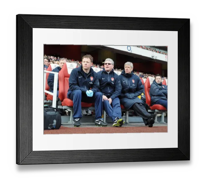 Framed Print : Arsenal's Triumphant Threesome: Wenger, Rice, and Lewin Celebrate FA Cup Victory over Huddersfield Town (2:1)