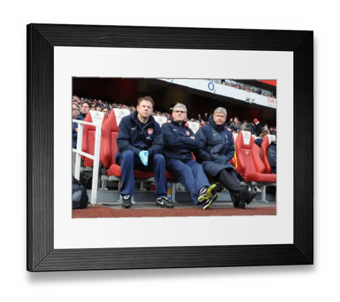 Framed Print : Arsene Wenger, Pat Rice, and Colin Lewin: Arsenal's FA Cup Victory - 2:1 vs. Huddersfield Town (Emirages Stadium, London, 2011)